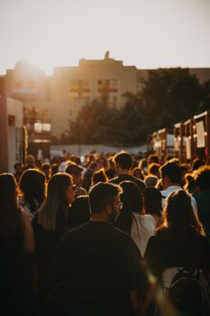 Festive crowd enjoying a warm summer evening at a festival in Ankara, Türkiye.