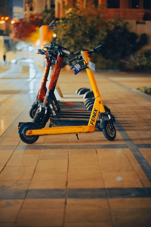 Scooters Parked in a City Street