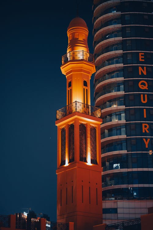 Minarete in a City at Dusk 