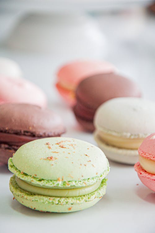 Close-up of Colorful French Macarons 