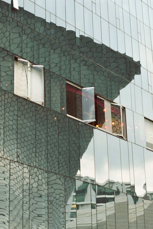 Бесплатное стоковое фото с вертикальный выстрел, окна, отражение