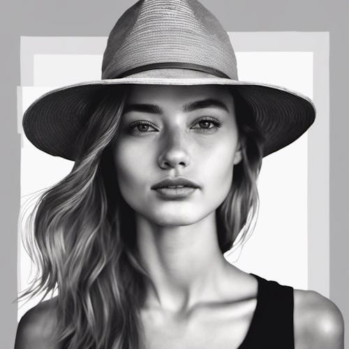 Woman with hat, AI Generated