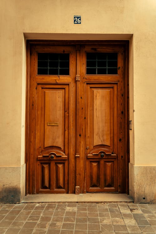 View of Old Wooden Door in a Building 