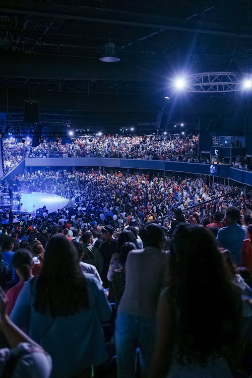 Free People at a Concert on a Stadium  Stock Photo