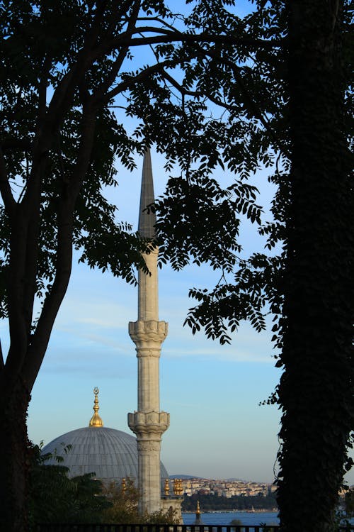 Minaret of the Blue Mosque in Istanbul, Turkey
