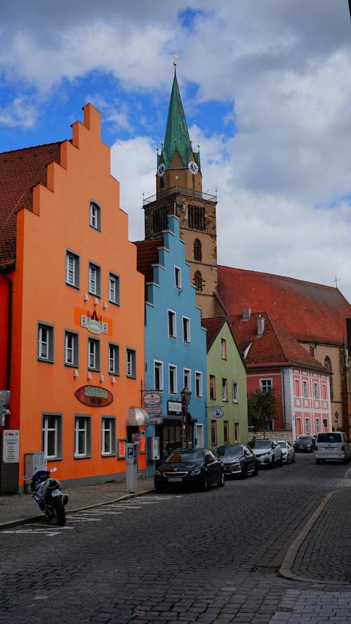 Colorful Tenements by Street in Old Town