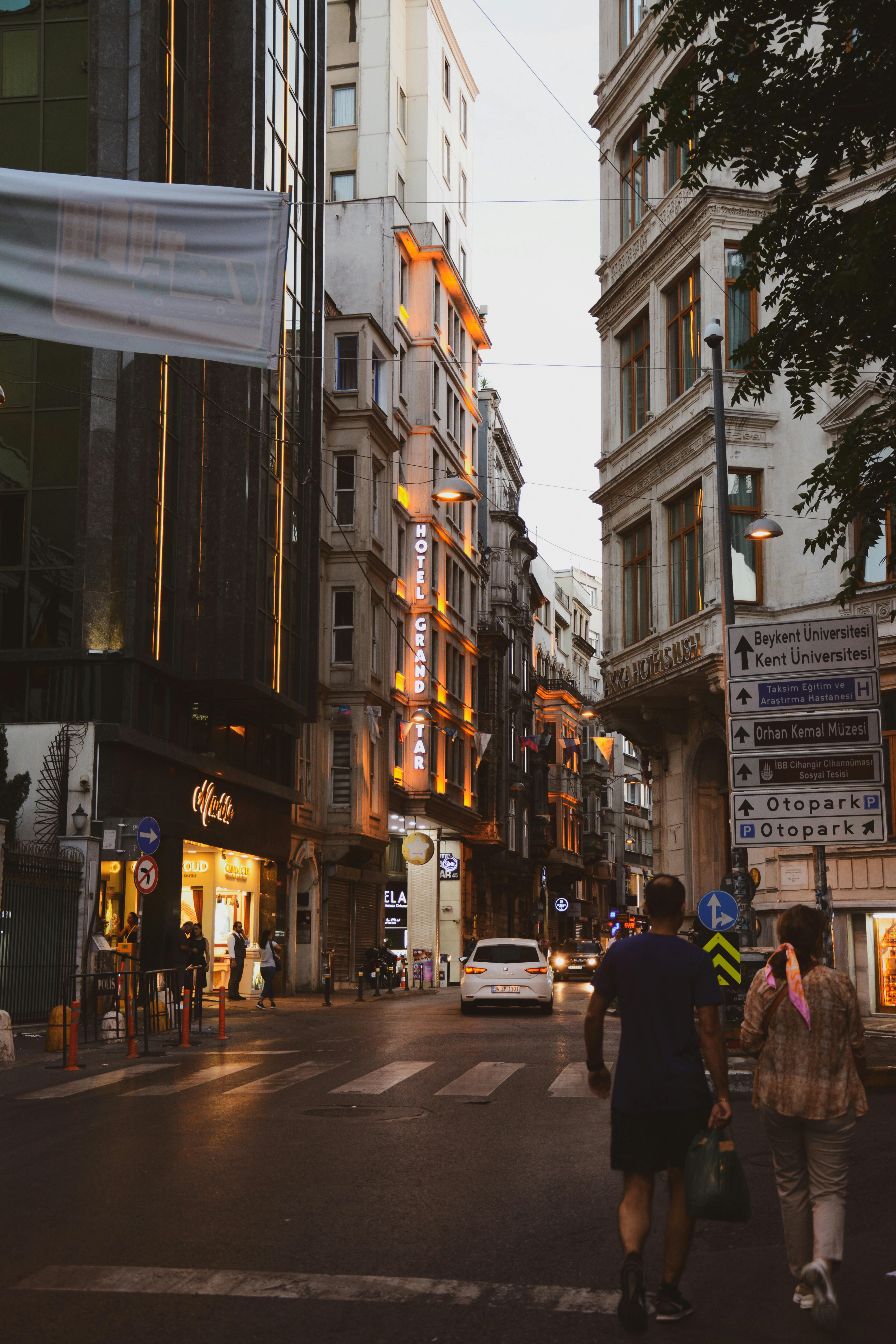 people walking in the city center