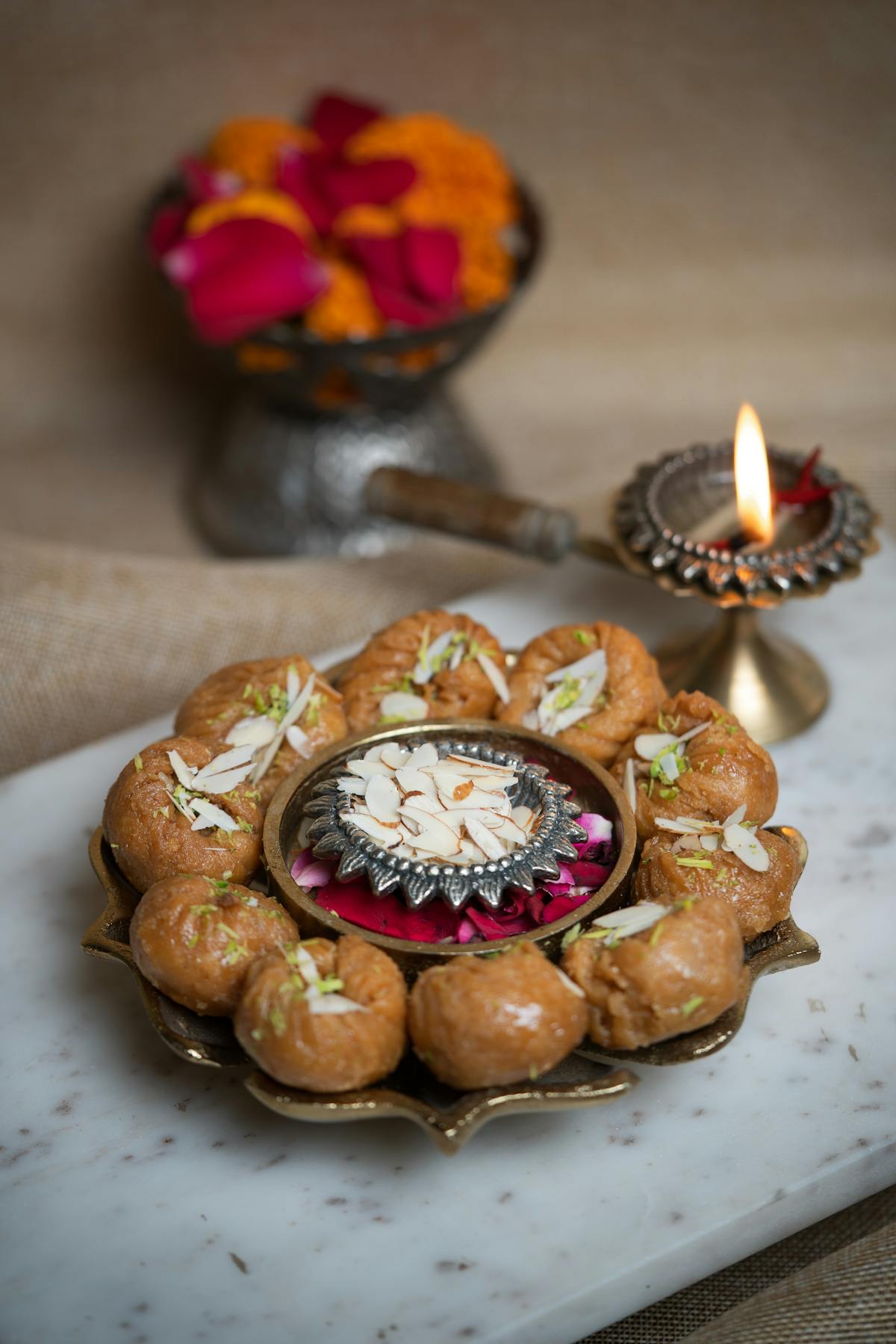 Premium festive mithai with diya