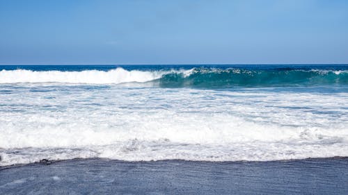 View of Splashing Waves on the Sea 