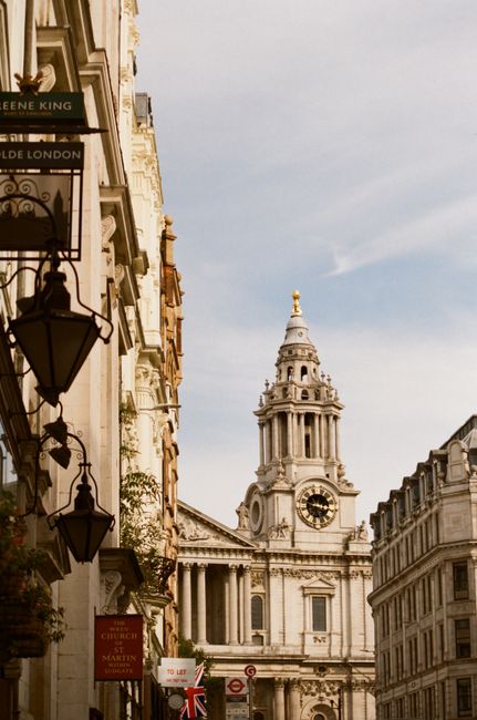 A scenic view of St. Paul's Cathedral amidst the architecture of central London.