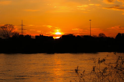 Free stock photo of golden sunset, rhine, sunset