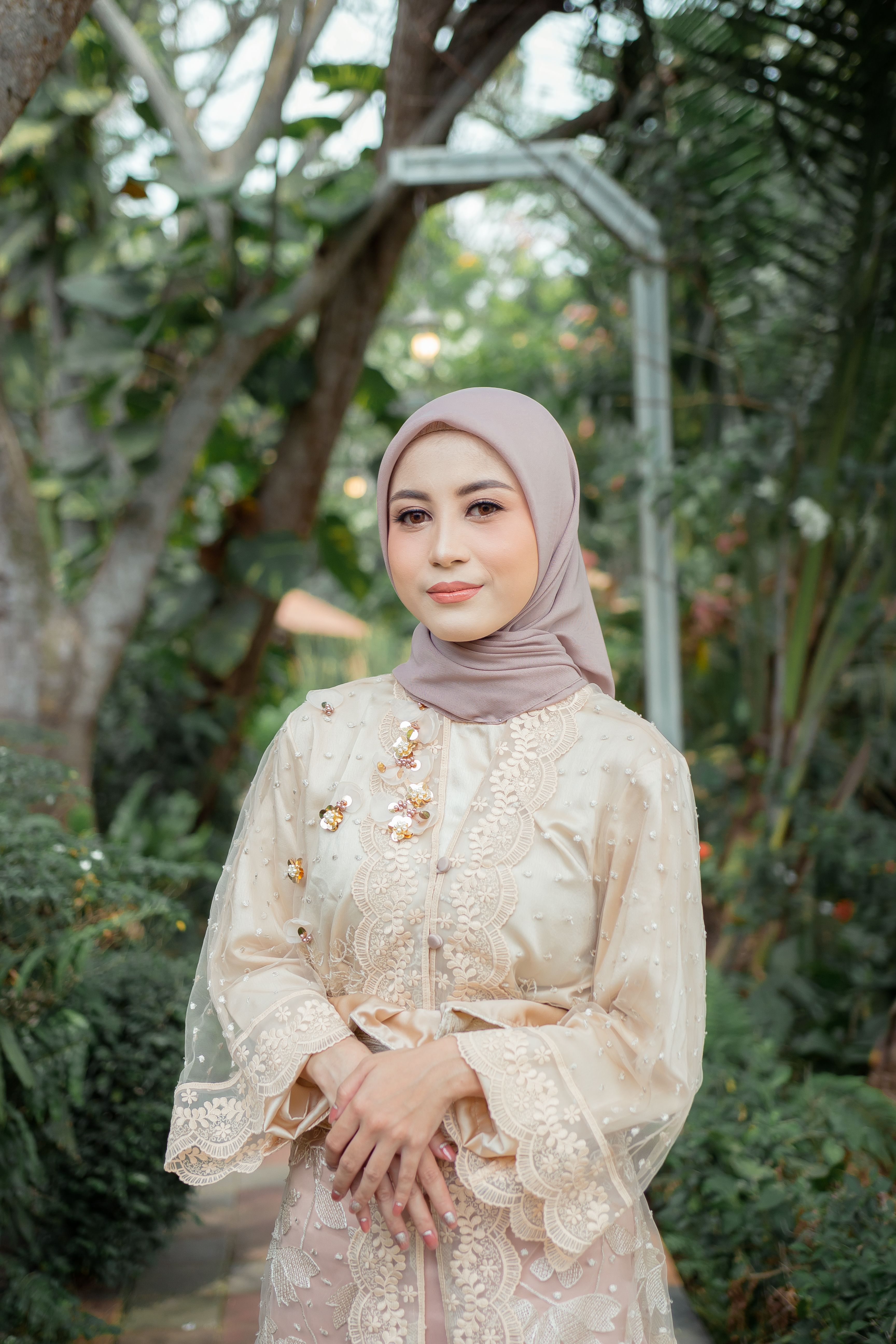 beige formal dress for wedding Shawl Patterned Belted Dress