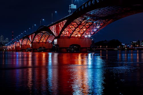 Illuminated Seongsan Bridge in Seoul at Night