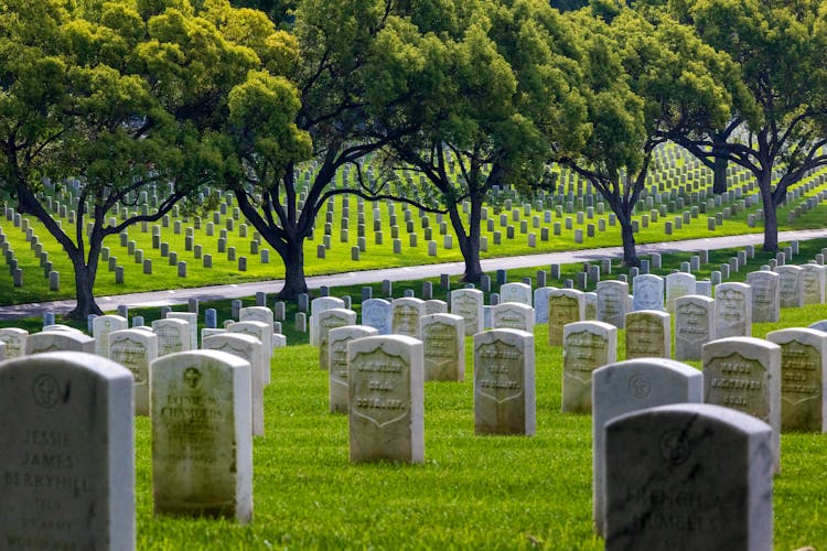 Simple Tombstones On Cemetery