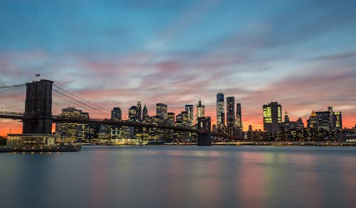 abd, akşam, Brooklyn Köprüsü içeren Ücretsiz stok fotoğraf