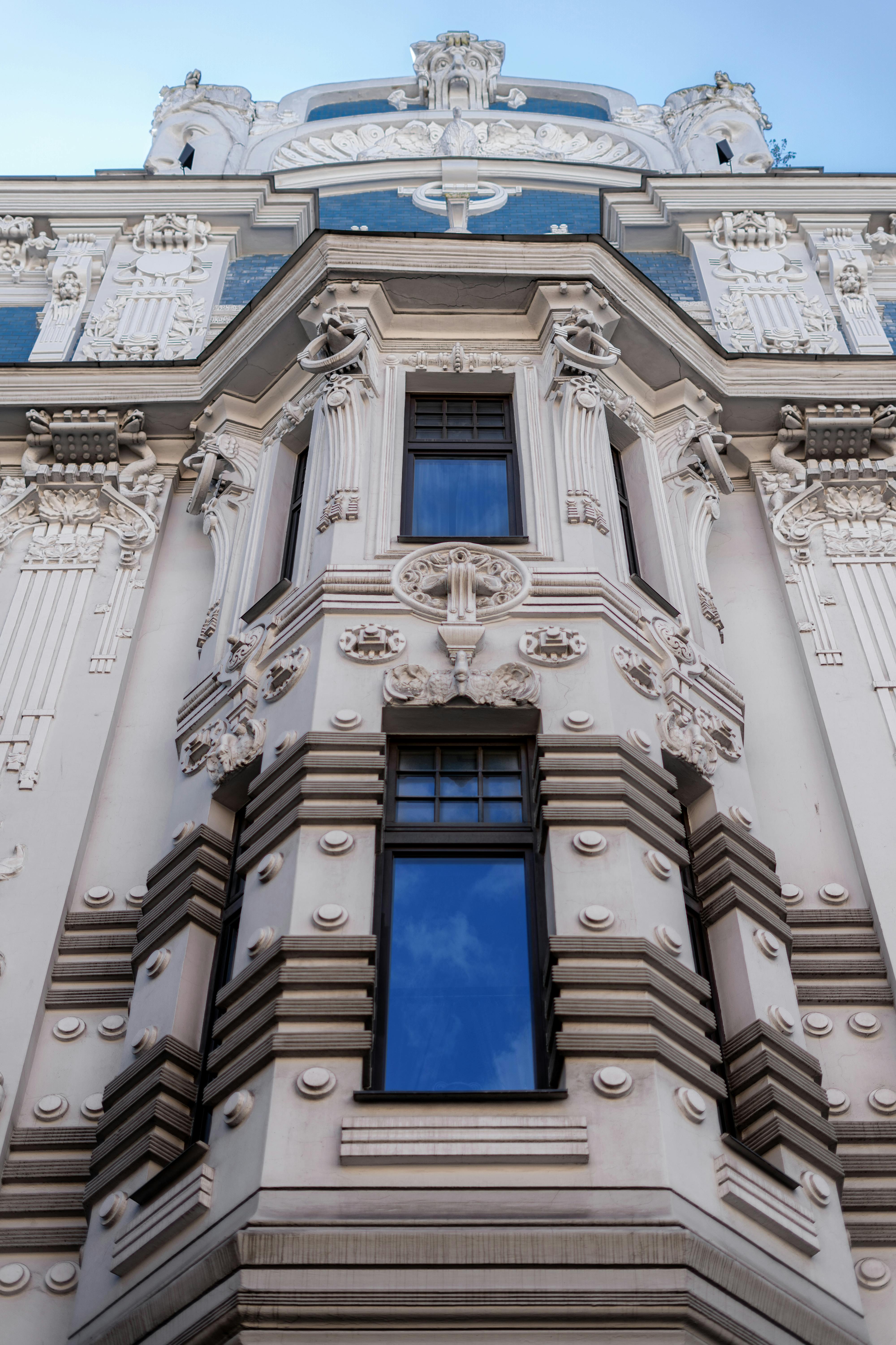 Low Angle Shot of an Art Nouveau Building in Riga, Latvia