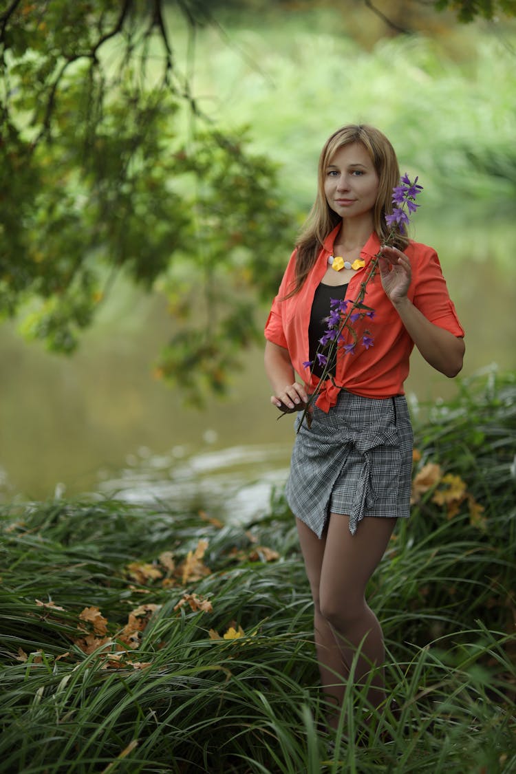 Woman Posing By The River