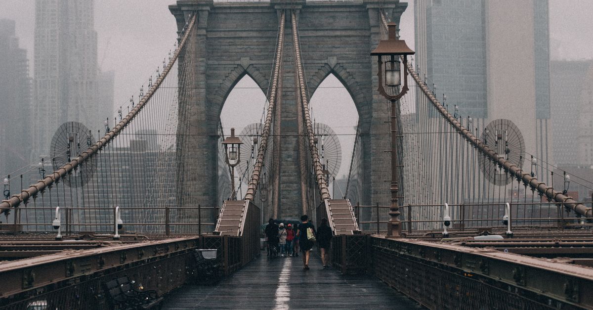 Brooklyn Bridge in fog