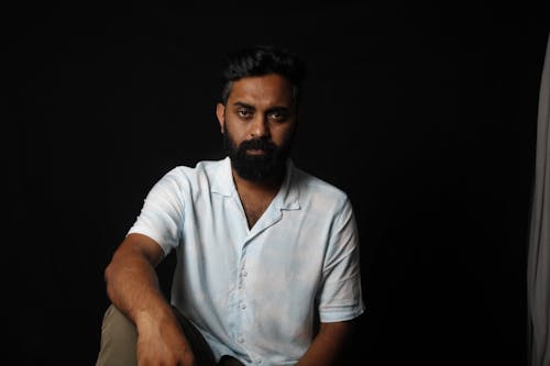 Portrait of Man with a Beard in Shadow