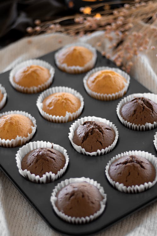 Homemade Muffins on a Tray 