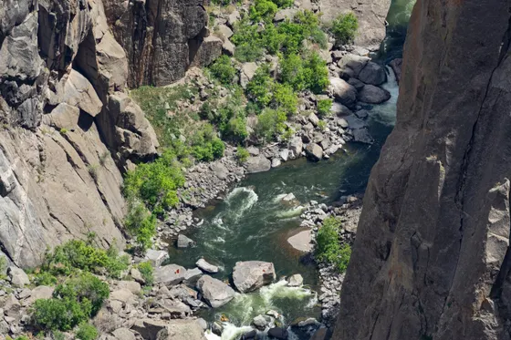 The Gunnison River far below the canyon rim