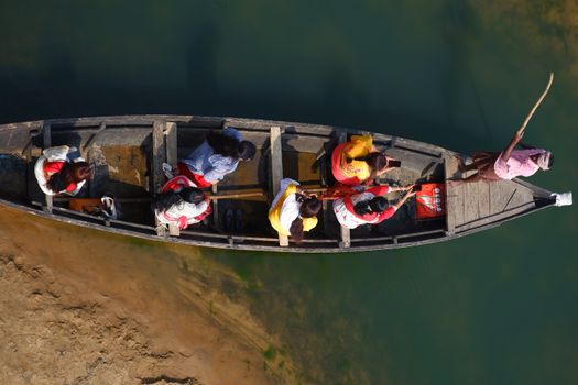 Birds Eye View of People on Boat