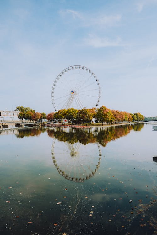 คลังภาพถ่ายฟรี ของ การสะท้อน, ชิงช้าสวรรค์, ทะเลสาป