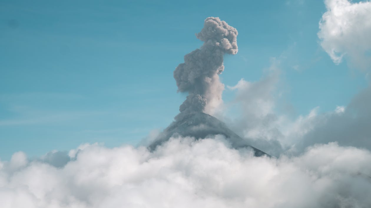 A Volcano Eruption seen above the Clouds