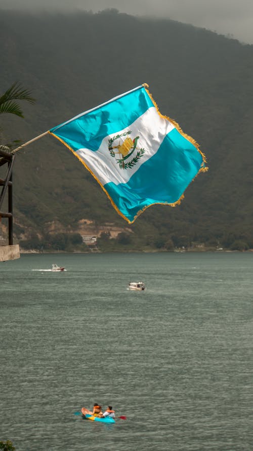 Flag of Guatemala above the Water