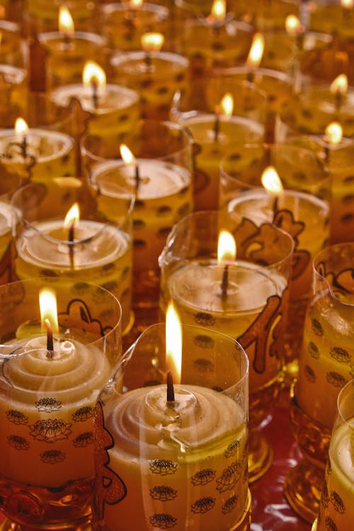 Rows of Lit Candles