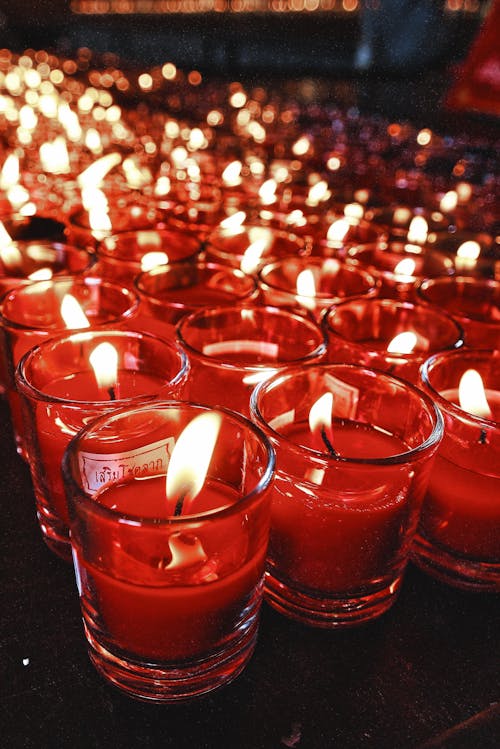 Rows of Lit Candles