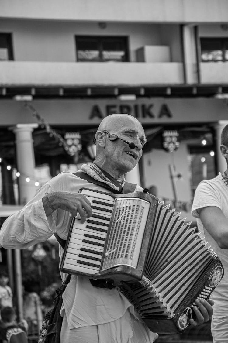 A Man Playing Accordion