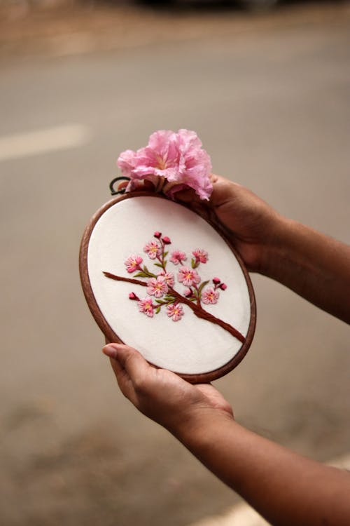 Free Cherry Blossom Hand Embroidery Stock Photo