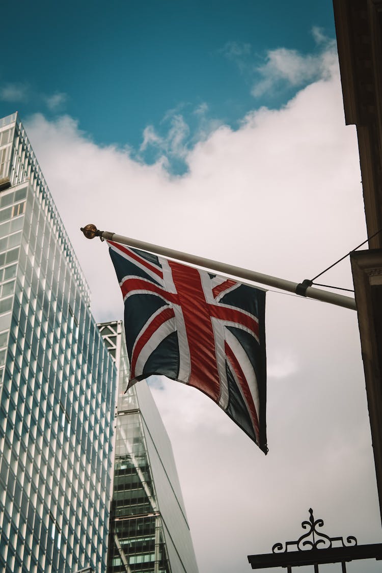 United Kingdom Flag Hanging In City