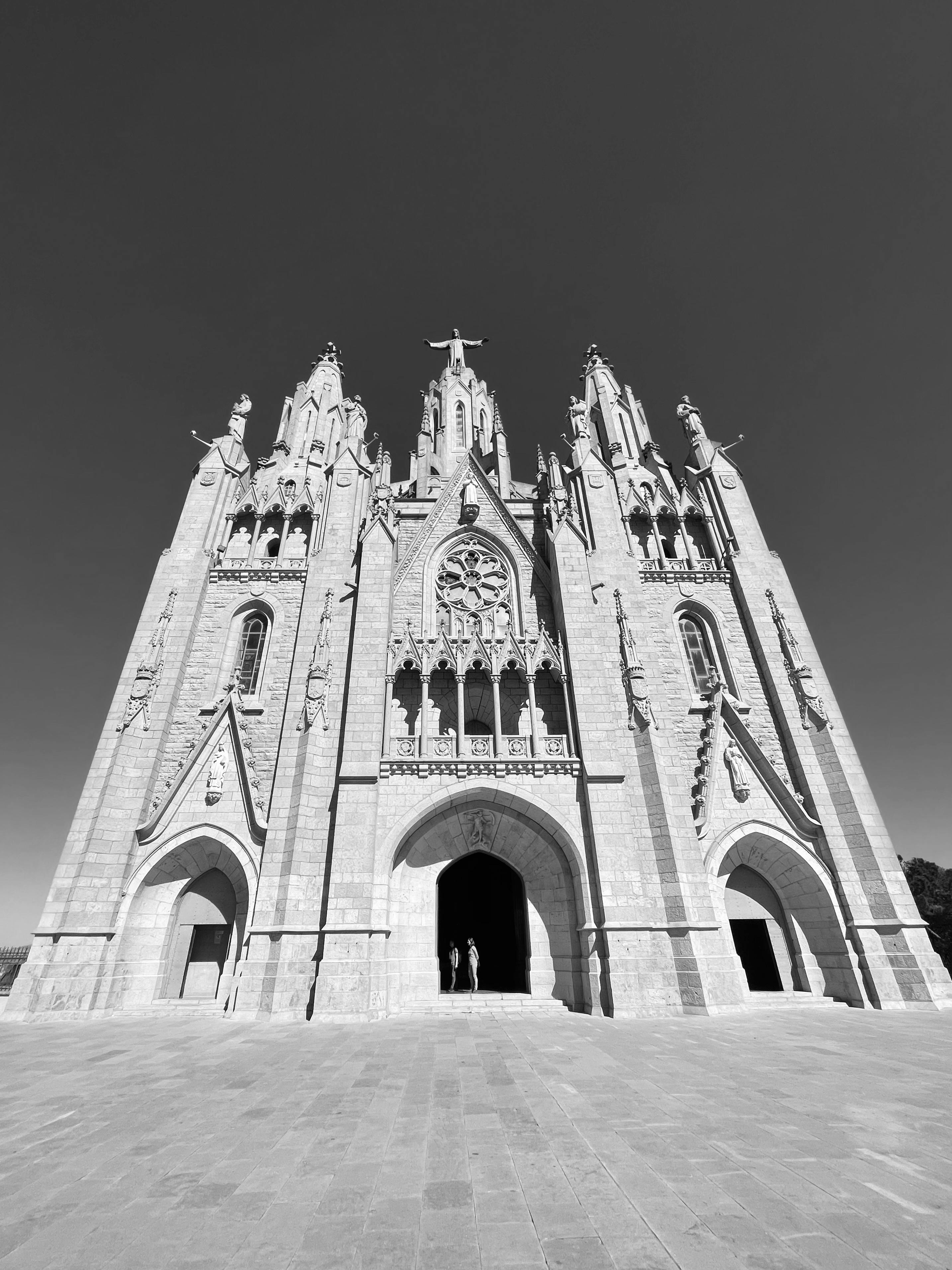 low angle shot of the temple of the sacred heart of jesus in barcelona spain