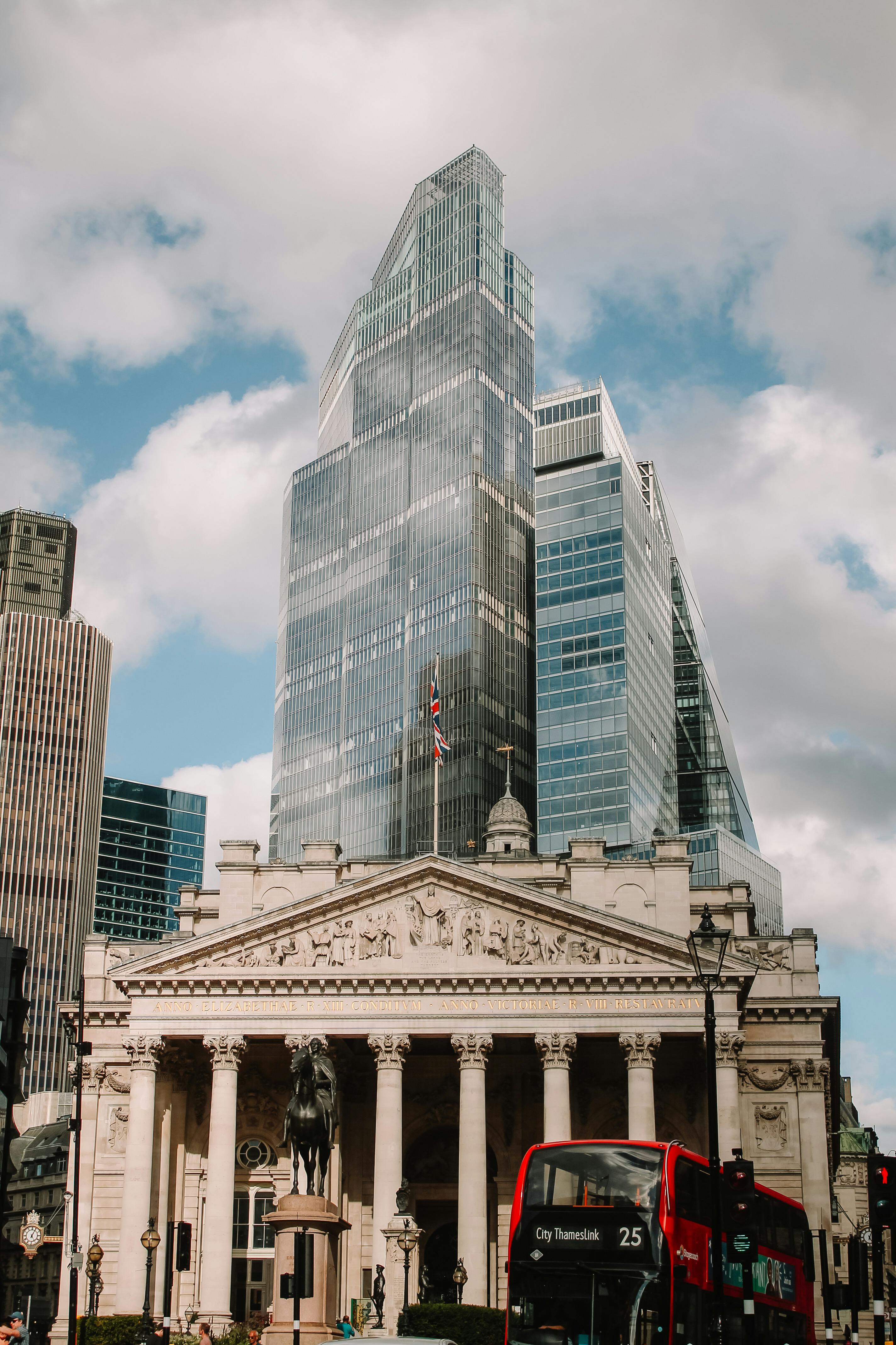 Modern British financial district and banking architecture