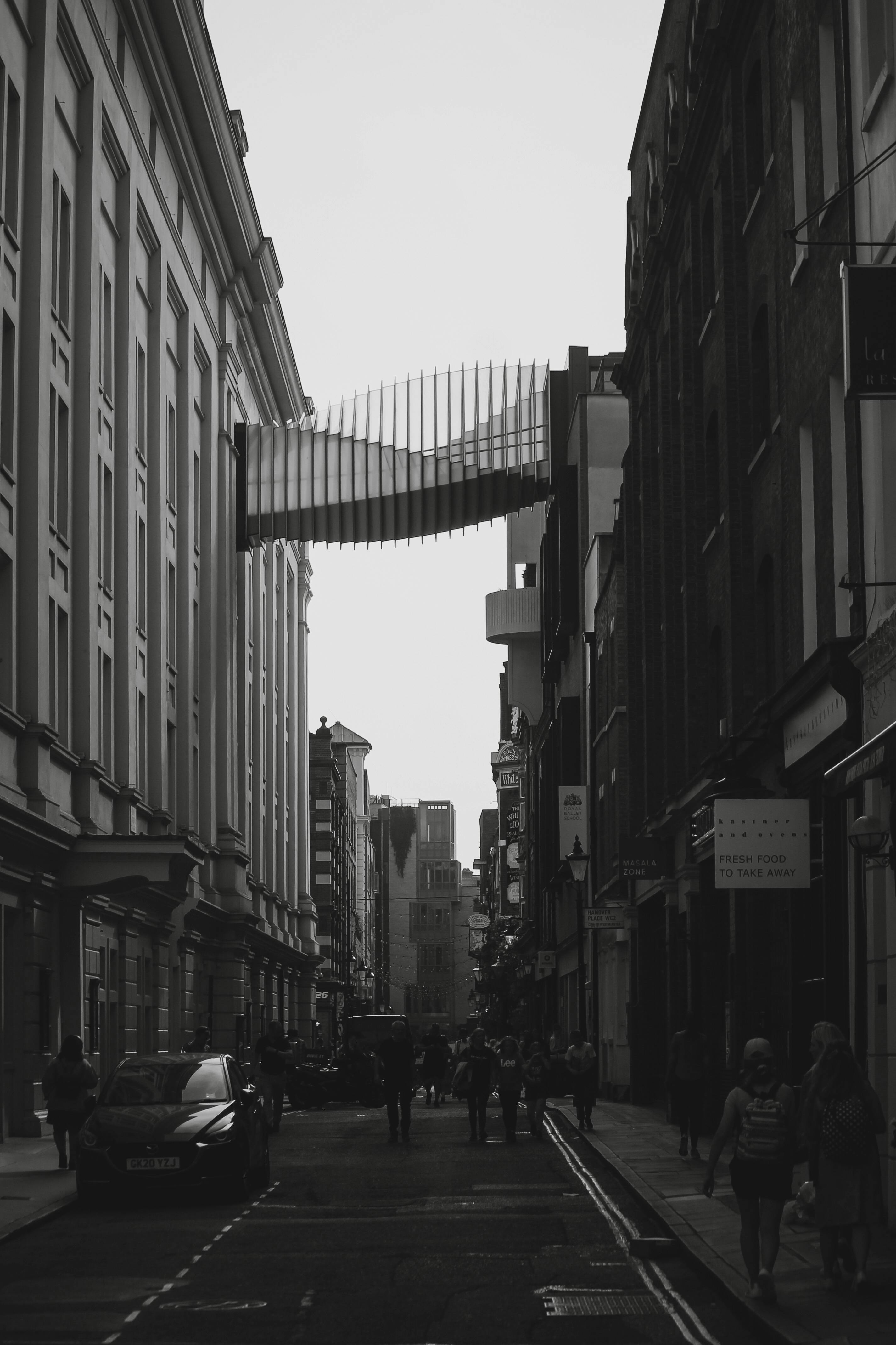 bridge of aspirations in london uk in black and white