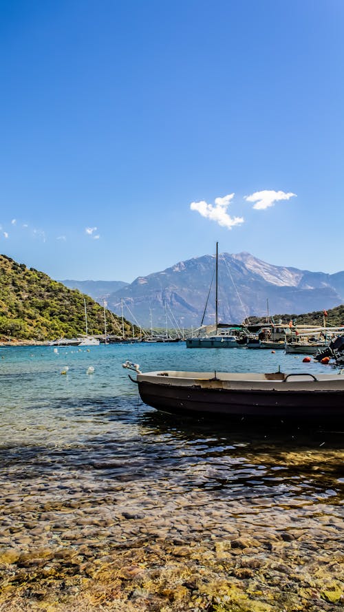 Boats Moored on Lakeshore