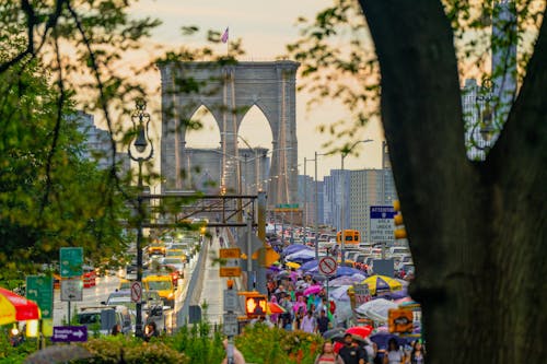 Fotobanka s bezplatnými fotkami na tému autá, Brooklyn Bridge, cestovať