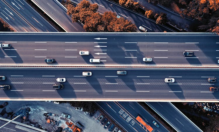 Cars On Highway Viaduct