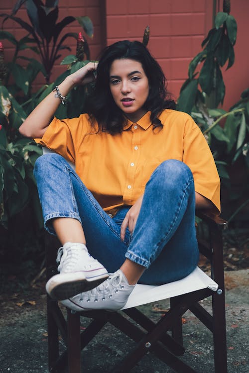 Woman Sitting on Chair Outdoor