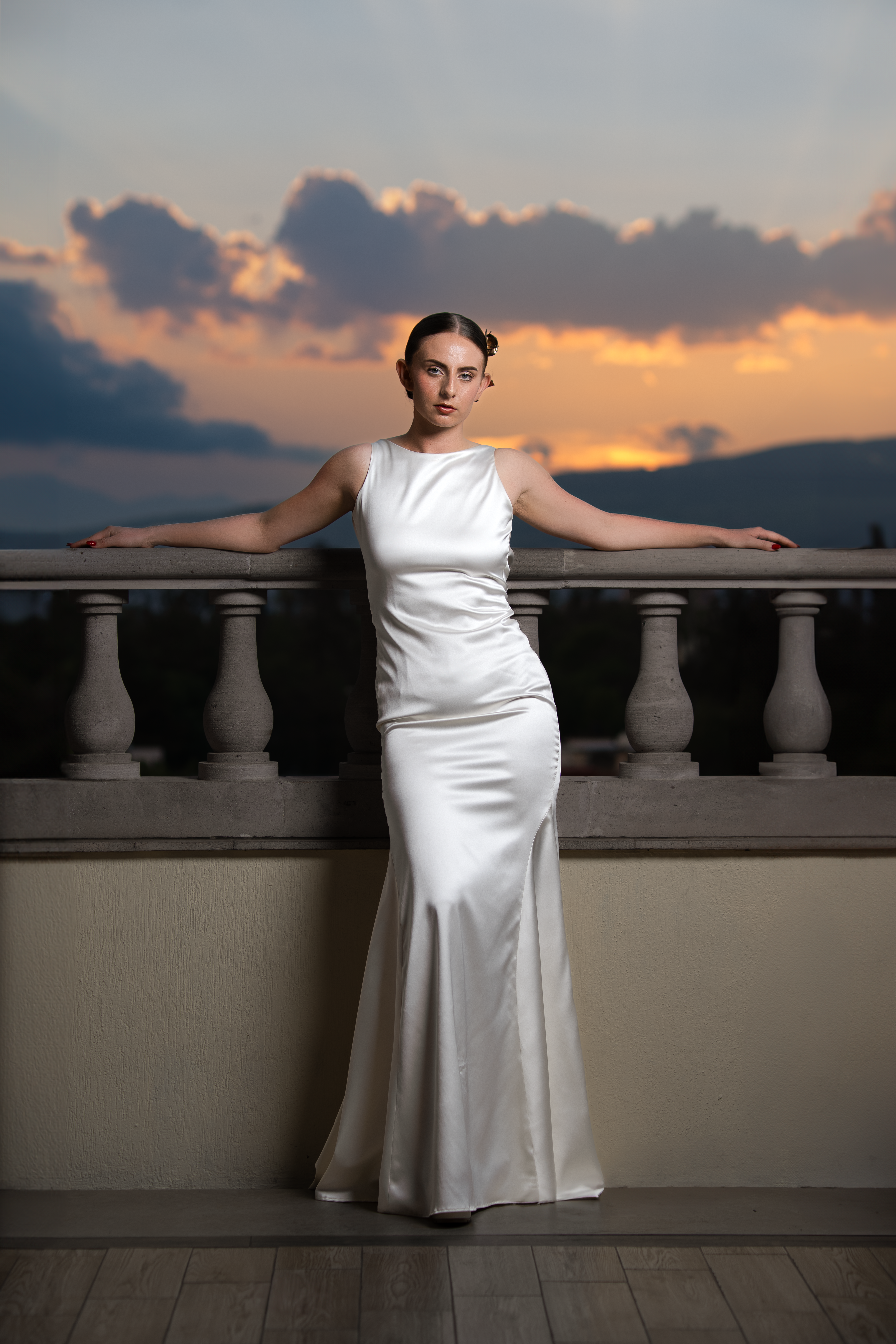 Model in Dress Posing at Sunset · Free Stock Photo