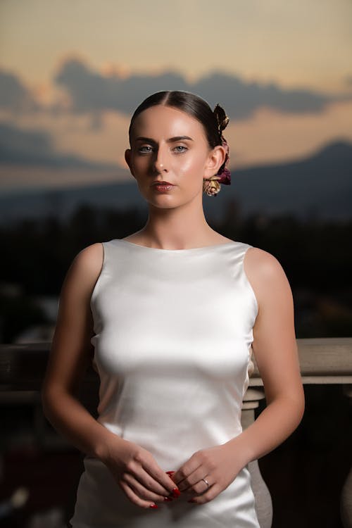 Portrait of Woman in White Dress