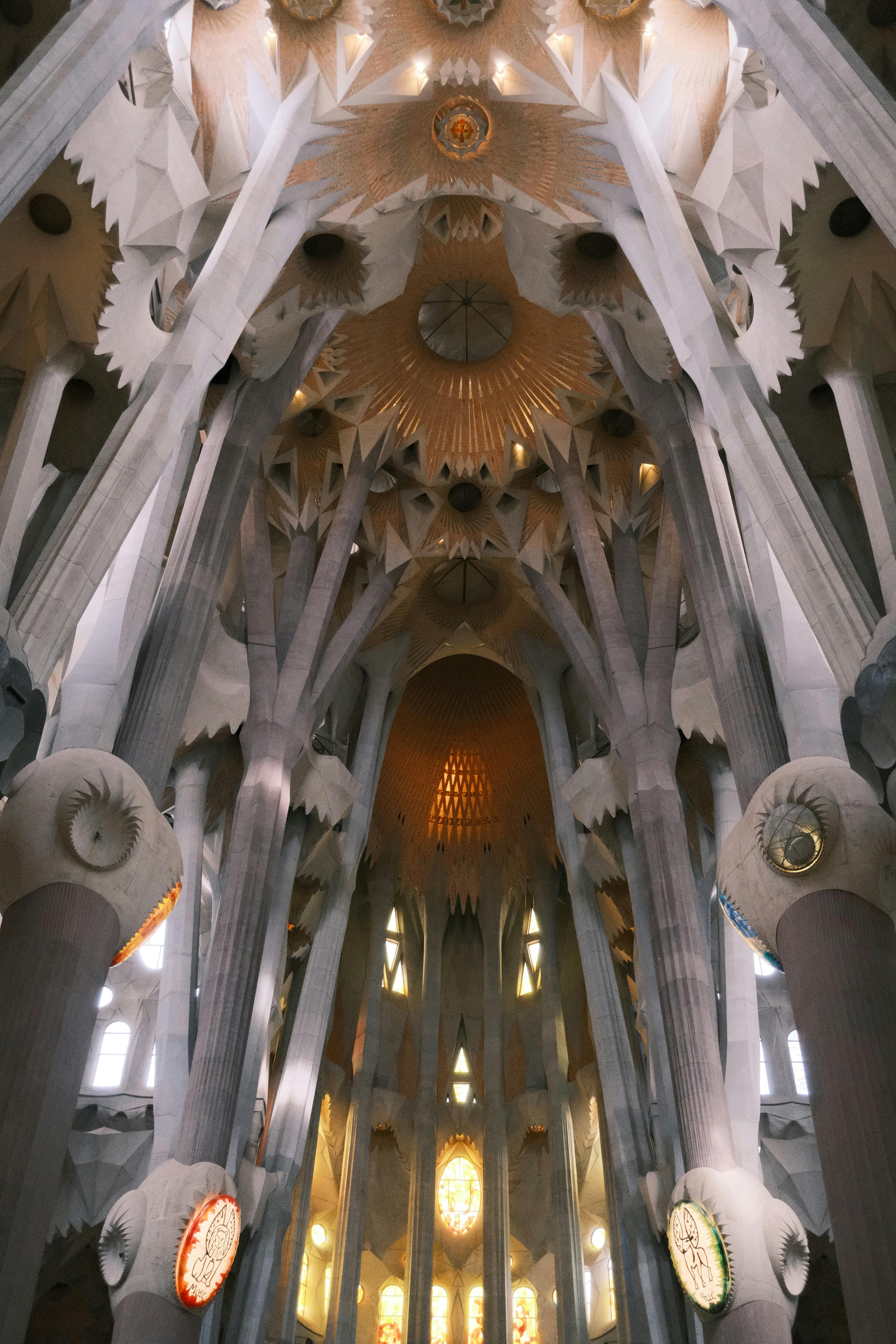 ornamented interior of sagrada familia cathedral