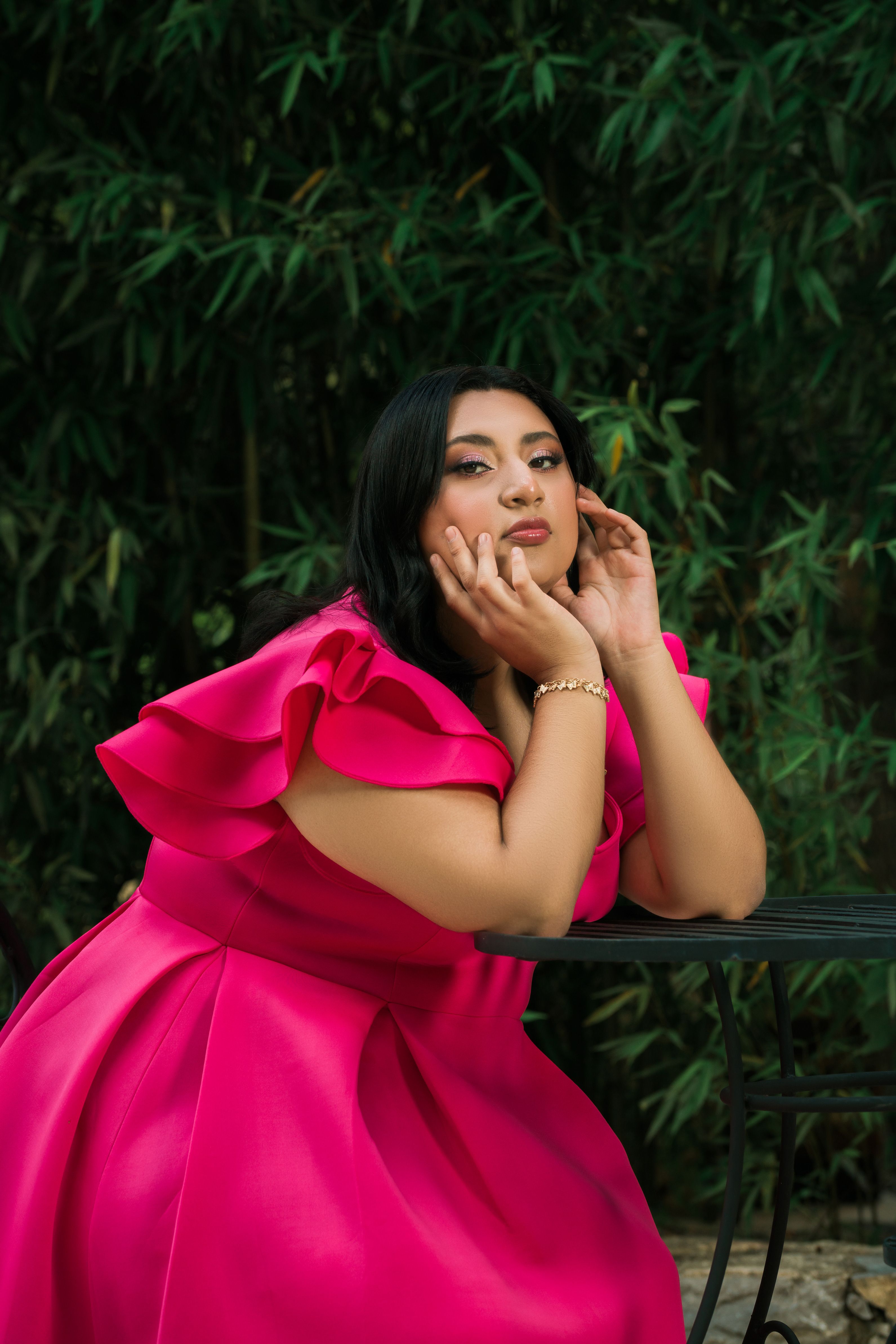 Woman Posing in Pink Dress · Free Stock Photo