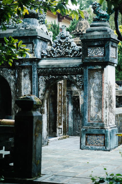 View of Historical Buildings at the Tu Hieu Pagoda in Hue, Vietnam 