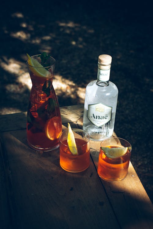 Glass Jug and Glasses of Gin Cocktail