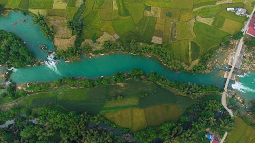 ドローン撮影, 上面図, 川の無料の写真素材