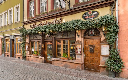 Facade of a Building with a Restaurant in Heidelberg Old Town, Germany