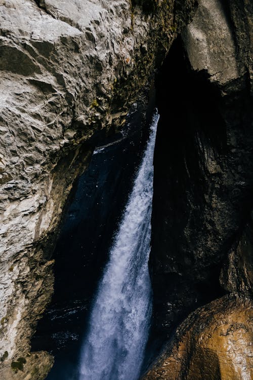 View of a Waterfall and Large Stones 